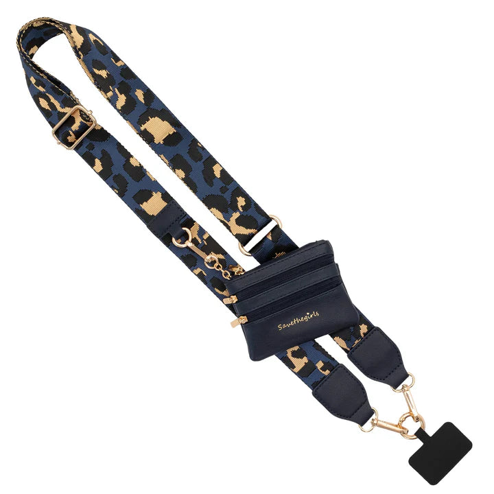 GOTR Clip & Go Strap w/Zippered Pouch (Navy and Black-GoldHardware)