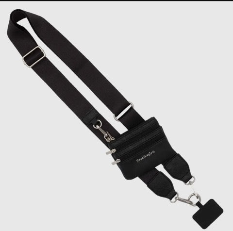 Black w/ Silver hardware GOTR Clip & Go Strap w/Zippered Pouch
