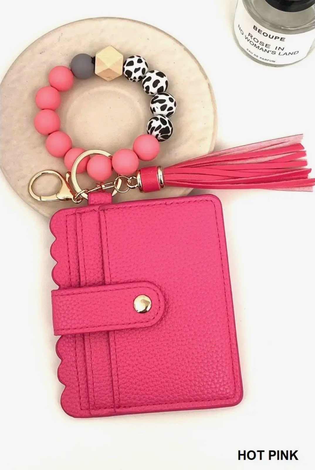 Beaded bracelet keychain card holder wallet