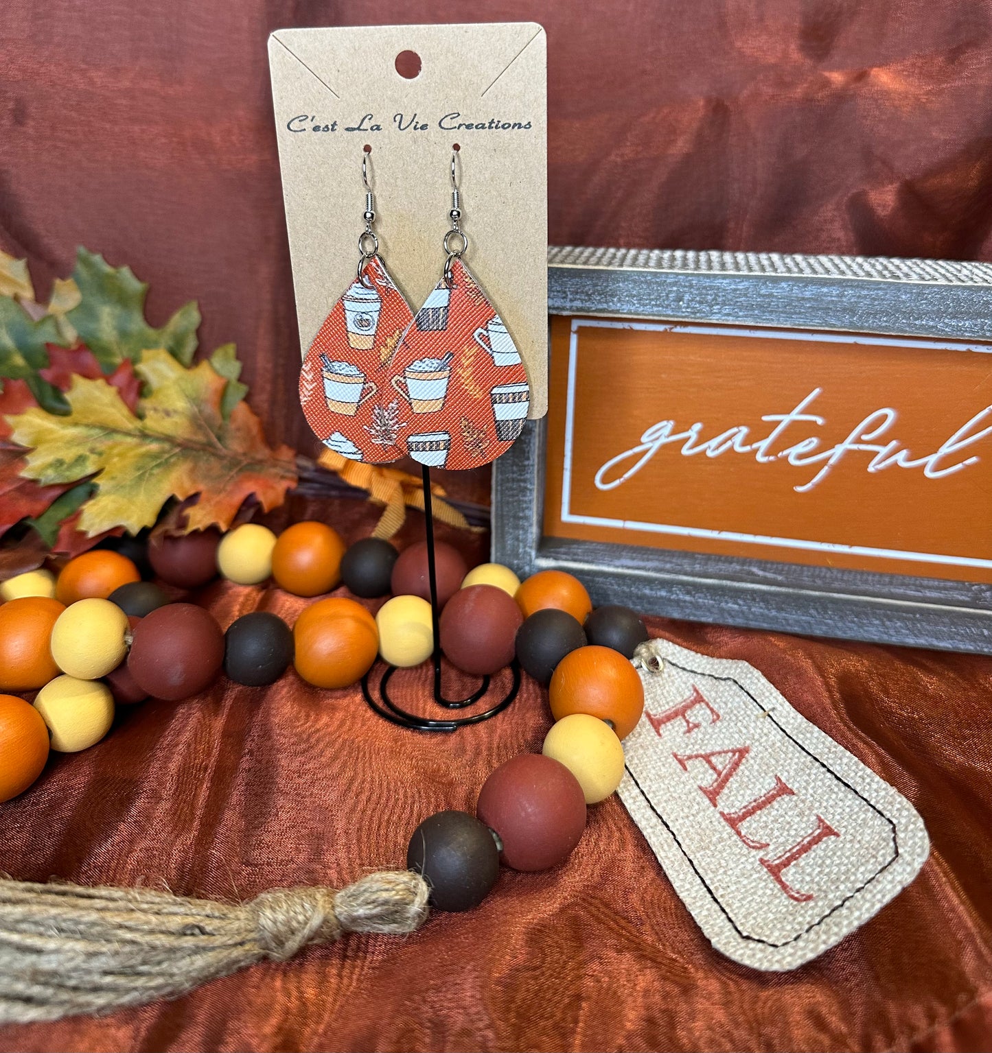 Earrings Coffee Cups on Orange