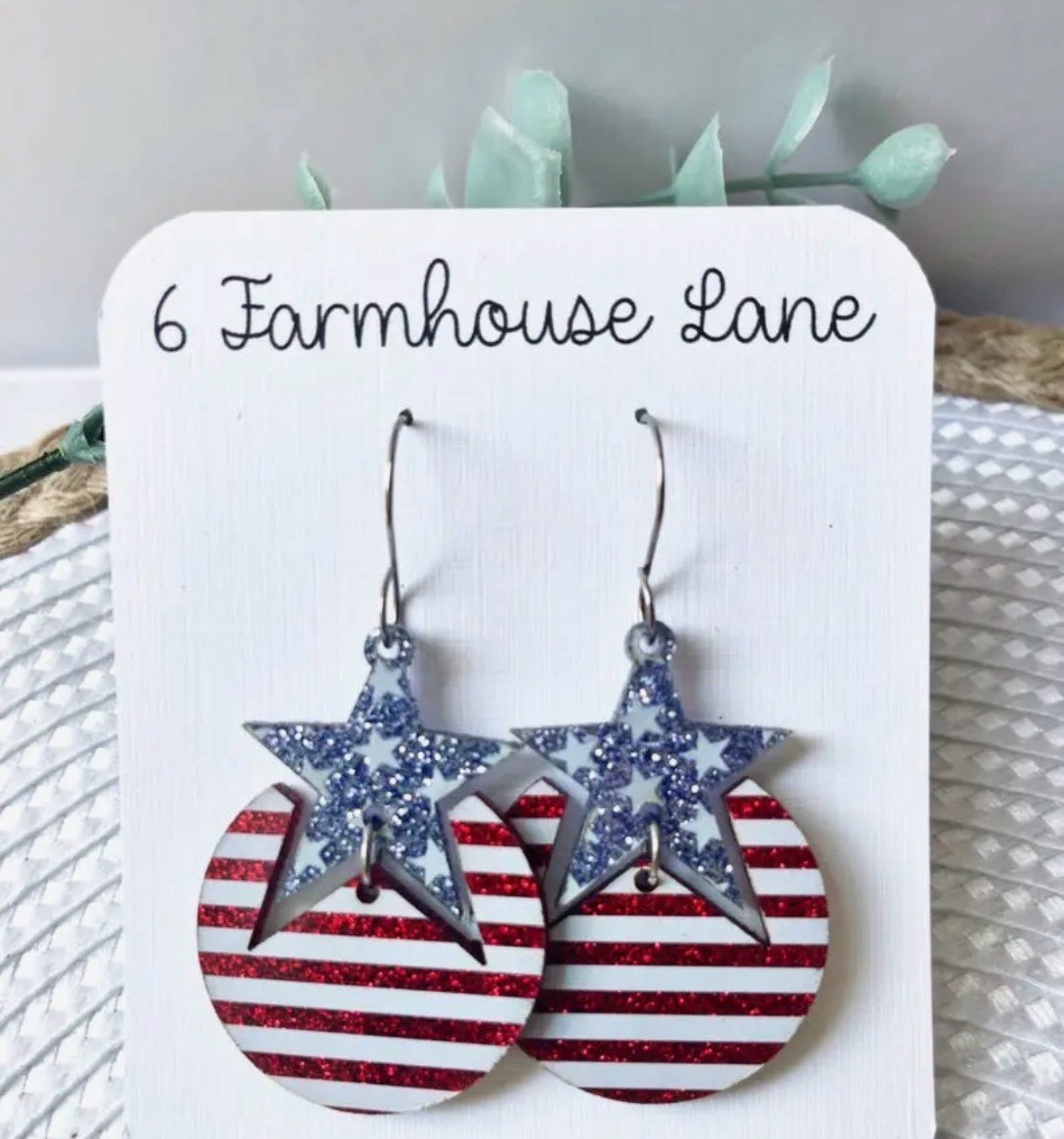 Patriotic Stars Dangle Teardrop Earrings
