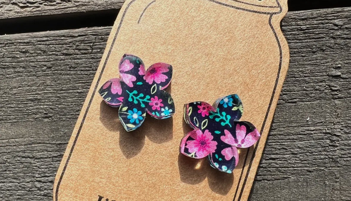 BOHO floral stud acrylic earrings