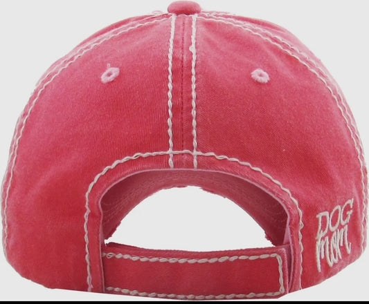 Baseball Cap "Dog Mom" Vintage Hot pink