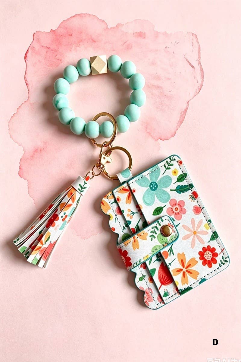 Beaded Bracelet Keychain Card Holder Wallet