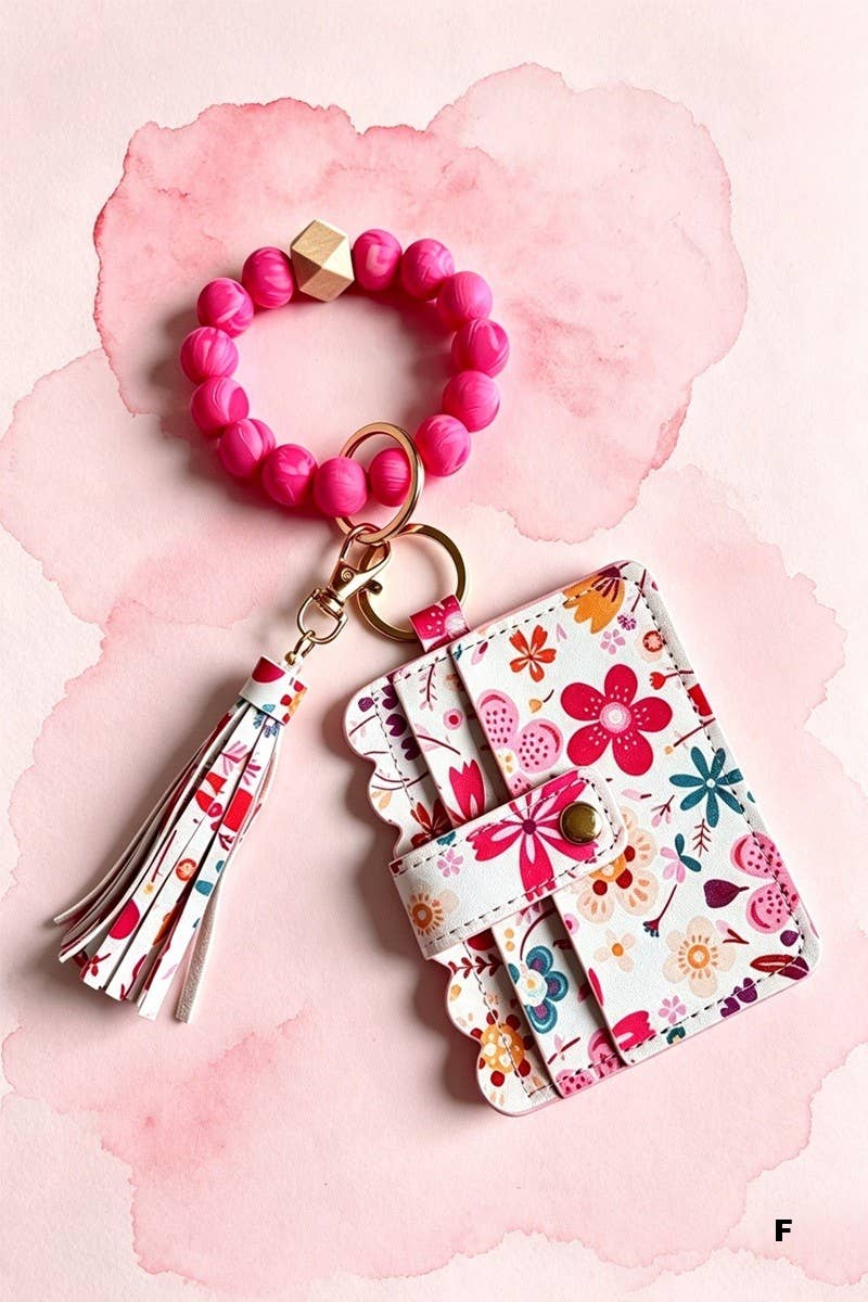 Beaded Bracelet Keychain Card Holder Wallet