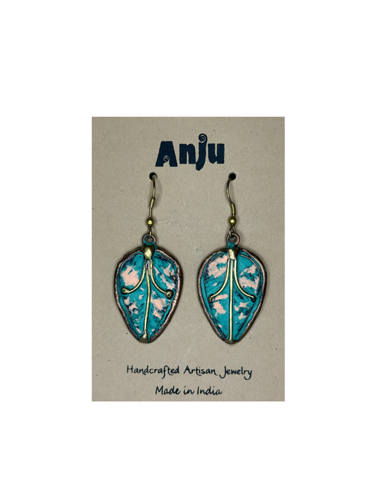 Anju Earrings Brass and Copper with Blue/green Patina EP237