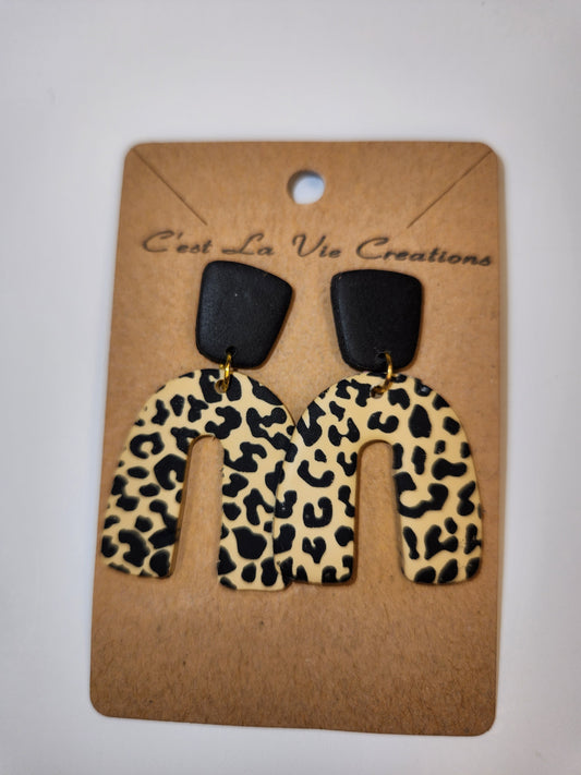 Earrings Leopard Arch Clay