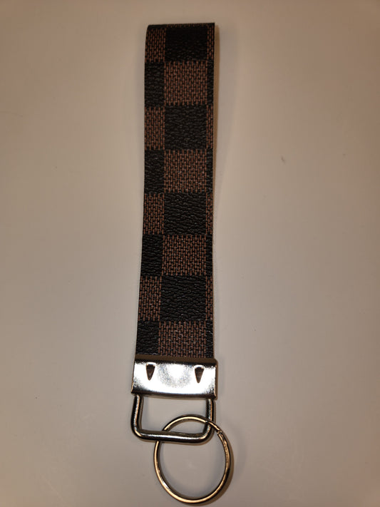 Brown on Brown checker Wristlet