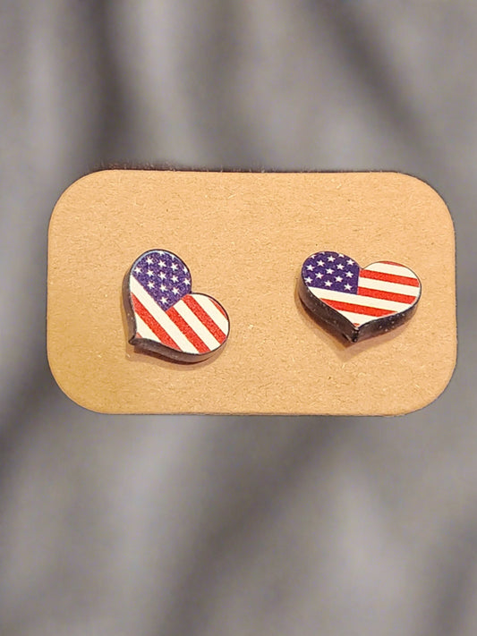 USA Heart stud acrylic earrings