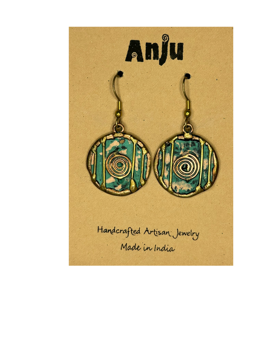 Anju  Earrings Brass and Copper w/ Blue-Green Patina EP236