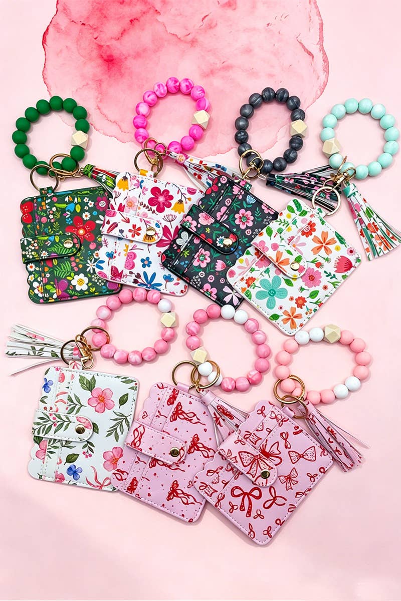 Beaded Bracelet Keychain Card Holder Wallet