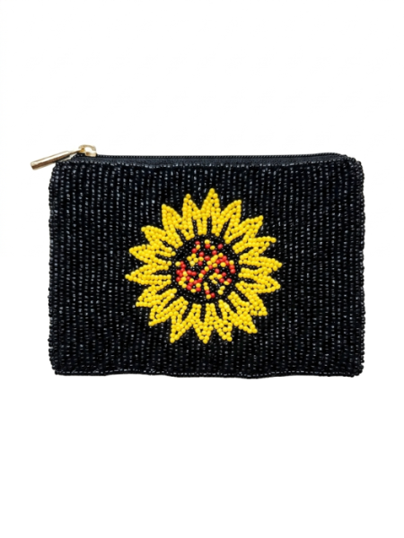 Ladies Fully Beaded SUNFLOWER Themed Coin Purse