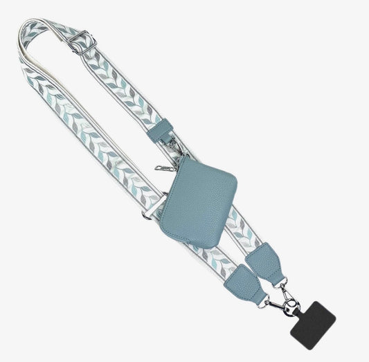 Grey & Teal Leaf Pattern GOTR Clip & Go Strap w/Zippered Pouch