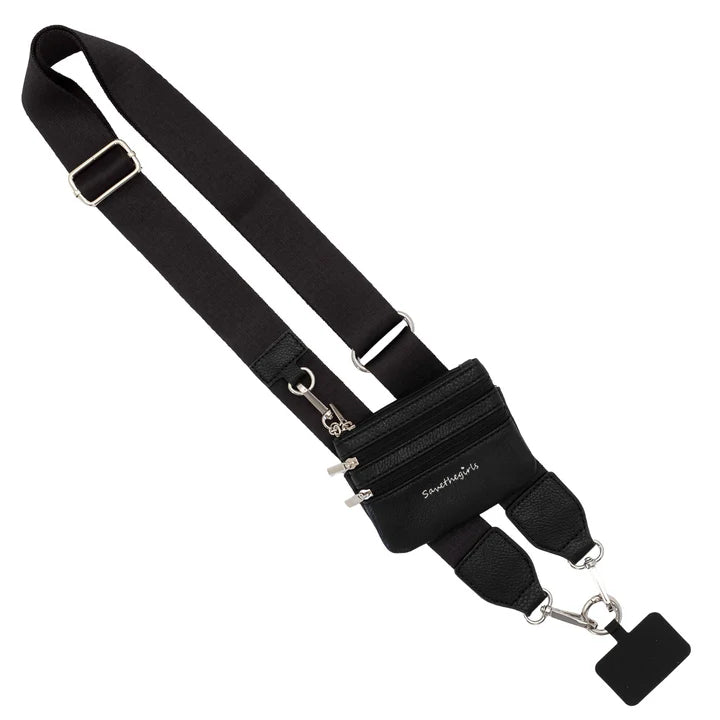 Classic Black Save the Girls Clip & Go Strap w/Zippered Pouch