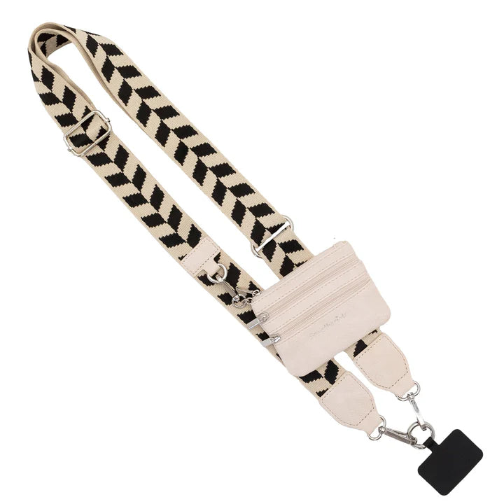 GOTR Clip & Go Strap w/Zippered Pouch (BlkandCrmChevron)
