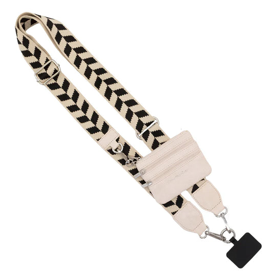 Girls on the Run Clip & Go Crossbody Phone Lanyard (BlkandCrmChevron)