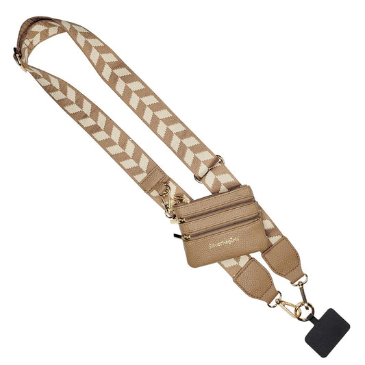 Girls on the Run Clip & Go Crossbody Phone Lanyard (BrownandCreamChevron)