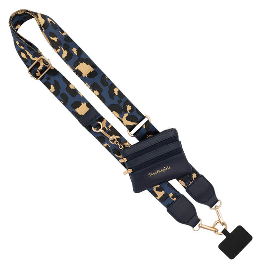 GOTR Clip & Go Strap w/Zippered Pouch (Navy and Black-GoldHardware)