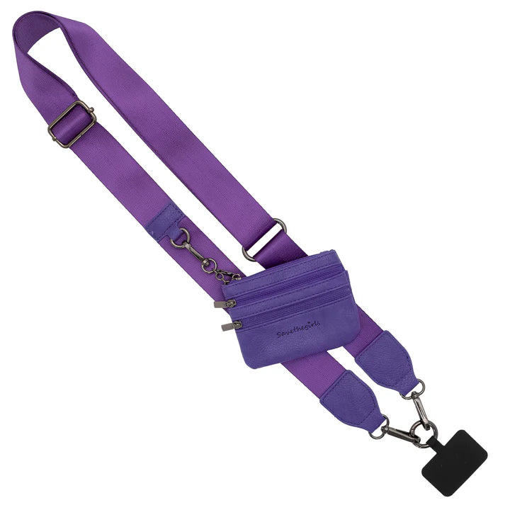 Purple Save the Girls Clip & Go Strap w/Zippered Pouch
