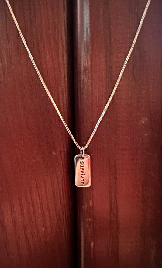 Necklace Sterling Silver With Survivor Charm