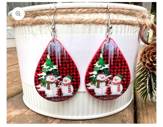 Earrings Snowman Pair