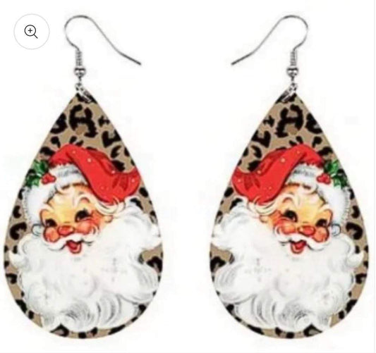 Earrings Santa on Leopard