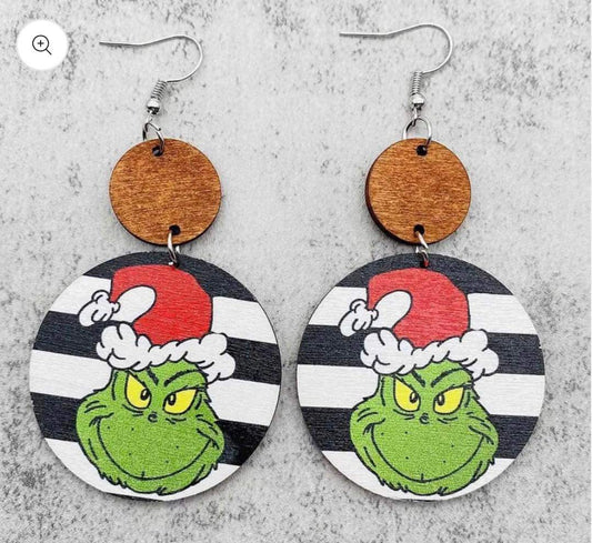 Earrings Grinch on black and white