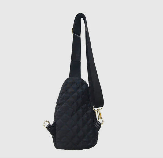 Quilted puffer sling bag