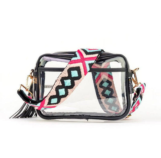 Jacie Clear Crossbody Concert/Stadium Bag (Black trim)