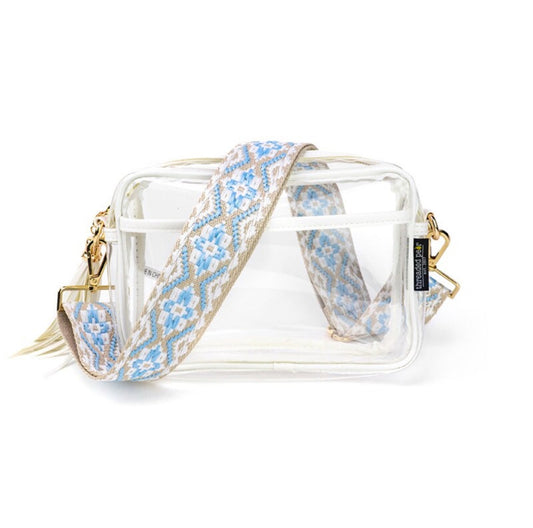 Jacie Clear Crossbody Concert/Stadium Bag (White trim)