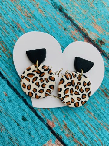 Earrings Leopard Clay