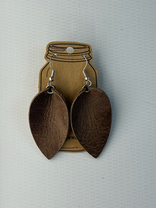 Genuine leather teardrop earrings
