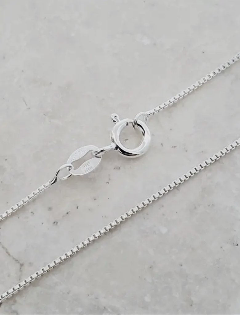 Sterling Silver Box chain Necklace (charm not included)