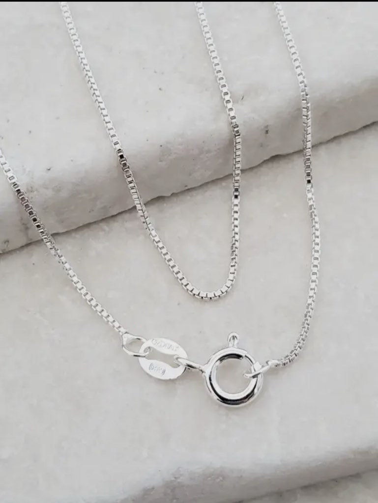 Sterling Silver Box chain Necklace (charm not included)