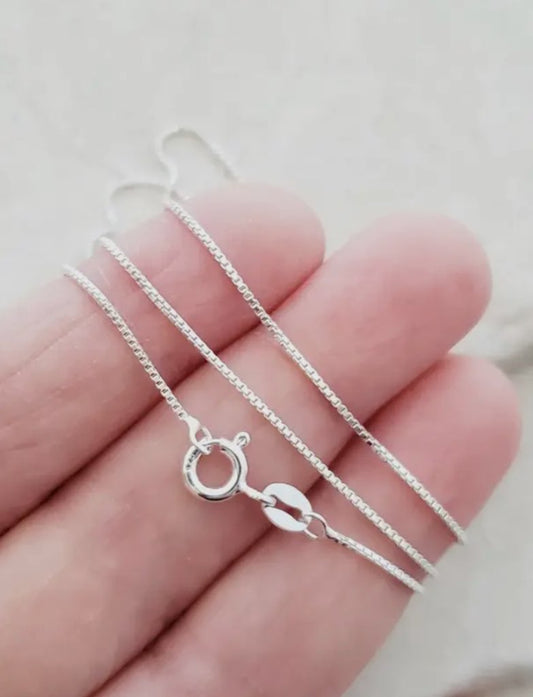 Sterling Silver Box chain Necklace (charm not included)