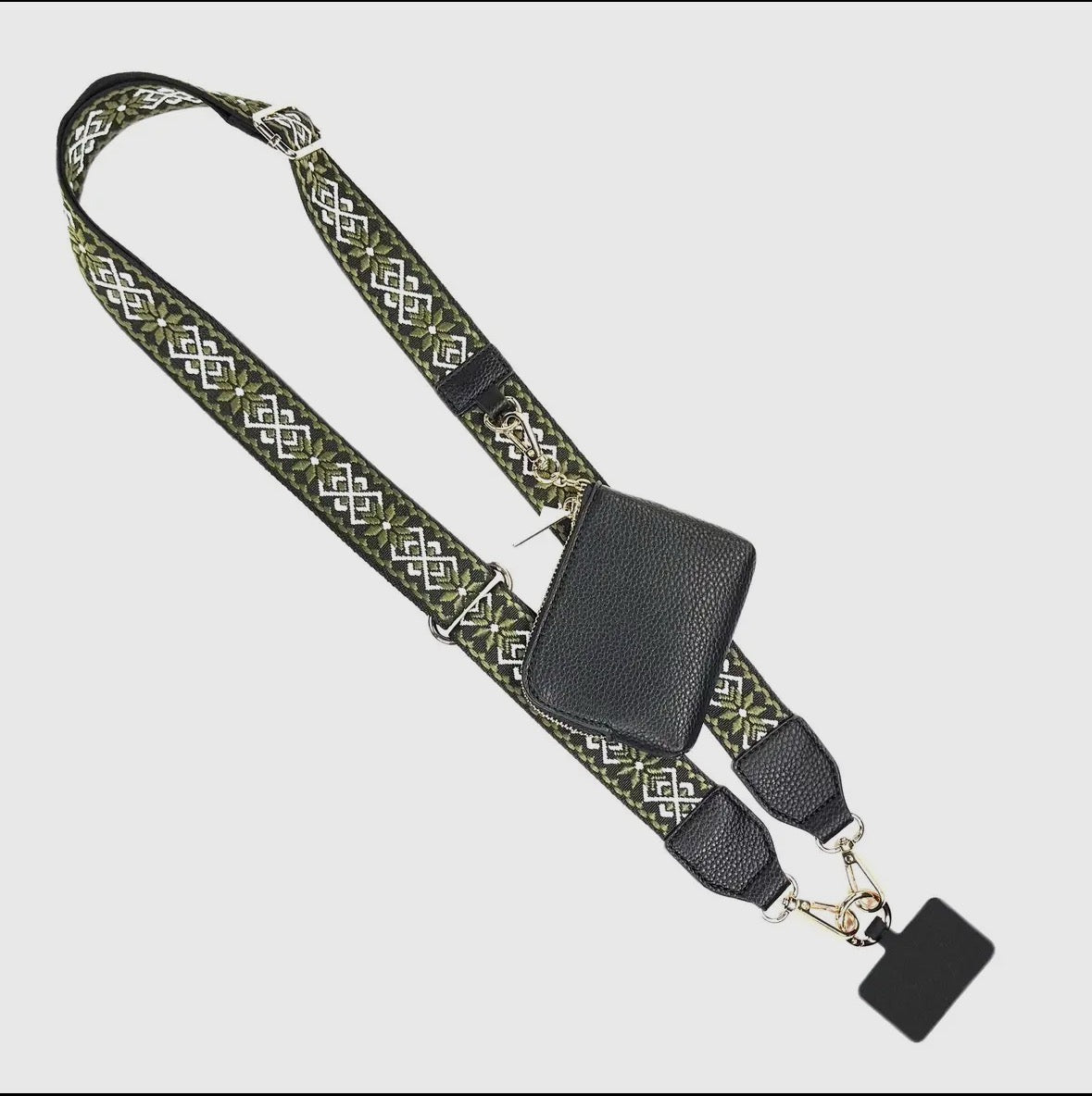 GOTR Clip & Go Strap w/Zippered Pouch (Green/Cream Chevron)