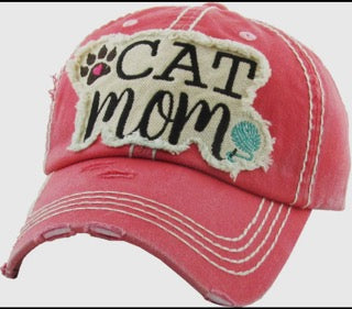 Baseball Cap "Cat Mom" Vintage Hot pink