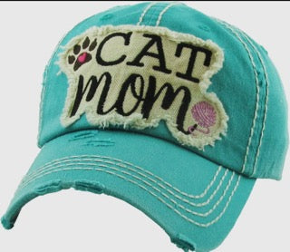 Baseball Cap "Cat Mom" Green