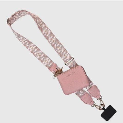 Lt Pink-White-Tan Diamond pattern GOTR Clip & Go Strap w/Zippered Pouch