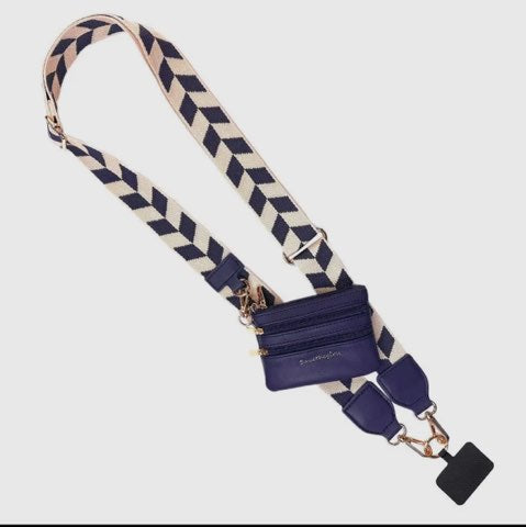 Chevron Navy-Cream GOTR Clip & Go Strap w/Zippered Pouch