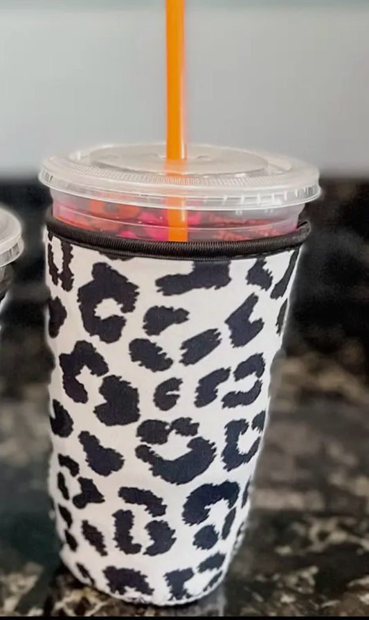 Drink Sleeve ("White Animal print")