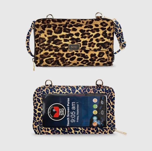 Captiva Crossbody touch screen purse (leopard)