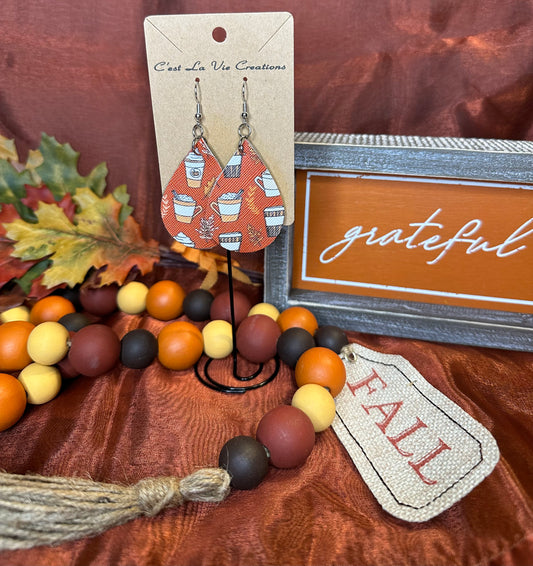 Earrings Coffee Cups on Orange