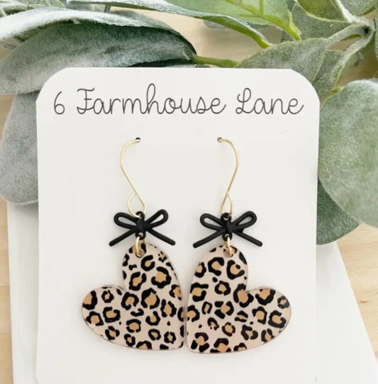 Leopard Heart earrings Date Night,dress up earrings