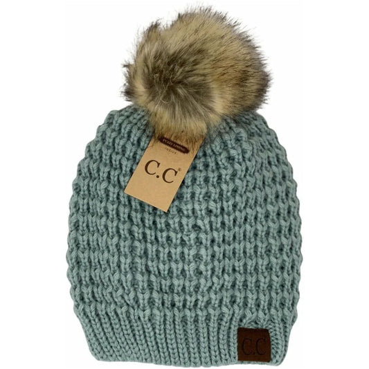 CC Beanie lined Pom (Pale mint)