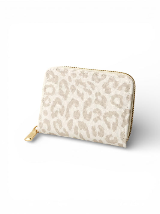 Wallet (Gray and White Leopard) single zipper