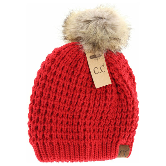 CC Beanie lined Pom (Red)