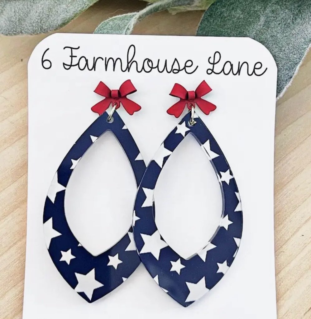 Patriotic Star Teardrop Earrings (4th of Juy, Red, White, and Blue)