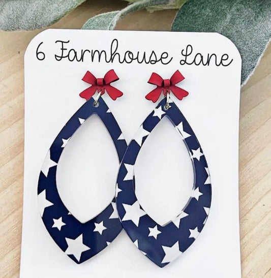 Patriotic Star Teardrop Earrings (4th of Juy, Red, White, and Blue)