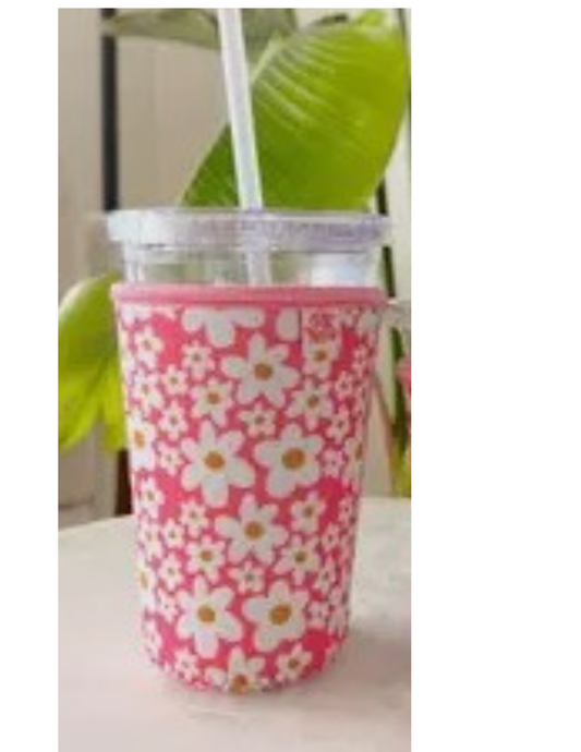 Drink sleeve Elle Nicole (Pink floral print)